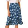 imageAllegra K Womens Floral Midi Skirts Summer Ruffle High Waist Flowy ALine Split Knee Length SkirtBlue