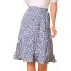 imageAllegra K Womens Floral Midi Skirts Summer Ruffle High Waist Flowy ALine Split Knee Length SkirtLight Purple