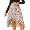 imageAllegra K Womens High Low Hem Elastic Waist Lurex Chiffon ALine Midi Floral SkirtWhite Purple