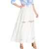 imageAllegra K Womens Saint Patricks Day Long Skirts Elastic Waist Swing ALine Lace Insert Maxi SkirtCream White