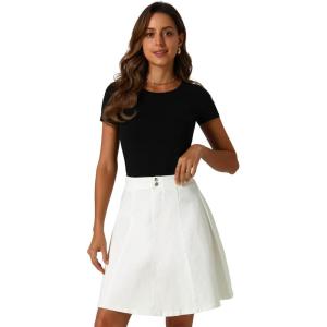 imageAllegra K Womens High Waisted ALine Flared Casual Denim SkirtWhite