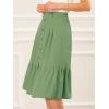 imageAllegra K Womens Button Front Ruffle Hem Belt High Waist ALine Flowy Chiffon Pleated Midi SkirtAvocado Green