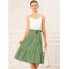 imageAllegra K Womens Button Front Ruffle Hem Belt High Waist ALine Flowy Chiffon Pleated Midi SkirtAvocado Green