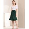 imageAllegra K Womens Button Front Ruffle Hem Belt High Waist ALine Flowy Chiffon Pleated Midi SkirtDark Green