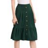 imageAllegra K Womens Button Front Ruffle Hem Belt High Waist ALine Flowy Chiffon Pleated Midi SkirtDark Green