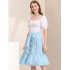 imageAllegra K Womens Button Front Ruffle Hem Belt High Waist ALine Flowy Chiffon Pleated Midi SkirtLight Blue