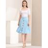 imageAllegra K Womens Button Front Ruffle Hem Belt High Waist ALine Flowy Chiffon Pleated Midi SkirtLight Blue