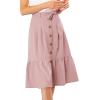 imageAllegra K Womens Button Front Ruffle Hem Belt High Waist ALine Flowy Chiffon Pleated Midi SkirtPink