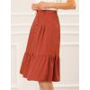 imageAllegra K Womens Button Front Ruffle Hem Belt High Waist ALine Flowy Chiffon Pleated Midi SkirtRust