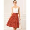 imageAllegra K Womens Button Front Ruffle Hem Belt High Waist ALine Flowy Chiffon Pleated Midi SkirtRust