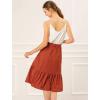 imageAllegra K Womens Button Front Ruffle Hem Belt High Waist ALine Flowy Chiffon Pleated Midi SkirtRust