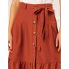 imageAllegra K Womens Button Front Ruffle Hem Belt High Waist ALine Flowy Chiffon Pleated Midi SkirtRust