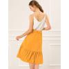 imageAllegra K Womens Button Front Ruffle Hem Belt High Waist ALine Flowy Chiffon Pleated Midi SkirtYellow