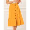 imageAllegra K Womens Button Front Ruffle Hem Belt High Waist ALine Flowy Chiffon Pleated Midi SkirtYellow
