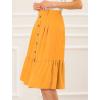 imageAllegra K Womens Button Front Ruffle Hem Belt High Waist ALine Flowy Chiffon Pleated Midi SkirtYellow
