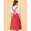 imageAllegra K Womens Cute Suspender Skirt High Waist Overall Corset Skater Skirt Short Mini DressRed