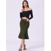 imageAllegra K Womens Fishtail Bodycon Skirts High Waist Midi Jean Denim SkirtArmy Green