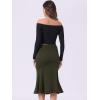 imageAllegra K Womens Fishtail Bodycon Skirts High Waist Midi Jean Denim SkirtArmy Green