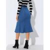 imageAllegra K Womens Fishtail Bodycon Skirts High Waist Midi Jean Denim SkirtBlue