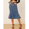 imageAllegra K Womens Fishtail Bodycon Skirts High Waist Midi Jean Denim SkirtBlue Gray