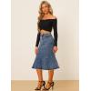 imageAllegra K Womens Fishtail Bodycon Skirts High Waist Midi Jean Denim SkirtBlue Gray
