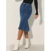 imageAllegra K Womens Fishtail Bodycon Skirts High Waist Midi Jean Denim SkirtDark Blue