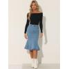 imageAllegra K Womens Fishtail Bodycon Skirts High Waist Midi Jean Denim SkirtLight Blue