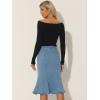 imageAllegra K Womens Fishtail Bodycon Skirts High Waist Midi Jean Denim SkirtLight Blue
