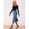 imageAllegra K Womens Fishtail Bodycon Skirts High Waist Midi Jean Denim SkirtSky Blue