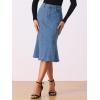 imageAllegra K Womens Fishtail Bodycon Skirts High Waist Midi Jean Denim SkirtSky Blue