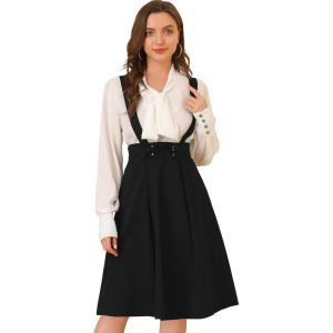 imageAllegra K Womens Cute Suspender Skirt High Waist Overall Corset Skater Skirt Short Mini DressBlack