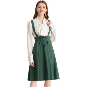 imageAllegra K Womens Cute Suspender Skirt High Waist Overall Corset Skater Skirt Short Mini DressDark Green