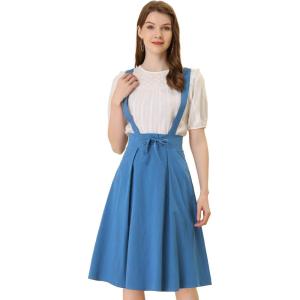 imageAllegra K Womens Cute Suspender Skirt High Waist Overall Corset Skater Skirt Short Mini DressLake Blue