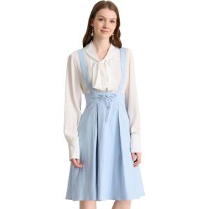 imageAllegra K Womens Cute Suspender Skirt High Waist Overall Corset Skater Skirt Short Mini DressLight Blue