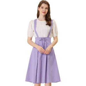 imageAllegra K Womens Cute Suspender Skirt High Waist Overall Corset Skater Skirt Short Mini DressViolet