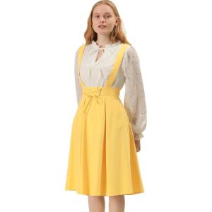 imageAllegra K Womens Cute Suspender Skirt High Waist Overall Corset Skater Skirt Short Mini DressYellow