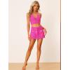 imageAllegra K Womens 2 Pieces Bikini Set Hollow Out Cami Top Mini Skirt Summer Beach Crochet Knit SetsHot Pink