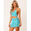 imageAllegra K Womens 2 Pieces Bikini Set Hollow Out Cami Top Mini Skirt Summer Beach Crochet Knit SetsLight Blue