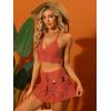 imageAllegra K Womens 2 Pieces Bikini Set Hollow Out Cami Top Mini Skirt Summer Beach Crochet Knit SetsRed