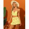 imageAllegra K Womens 2 Pieces Bikini Set Hollow Out Cami Top Mini Skirt Summer Beach Crochet Knit SetsYellow