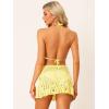 imageAllegra K Womens 2 Pieces Bikini Set Hollow Out Cami Top Mini Skirt Summer Beach Crochet Knit SetsYellow