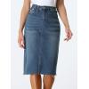 imageAllegra K Womens Casual Jean Skirt High Waist Back Slit Stretch Denim SkirtsBlue