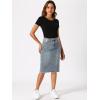 imageAllegra K Womens Casual Jean Skirt High Waist Back Slit Stretch Denim SkirtsGrey Blue