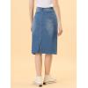 imageAllegra K Womens Casual Jean Skirt High Waist Back Slit Stretch Denim SkirtsJean Blue