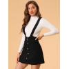 imageAllegra K Womens Corduroy Overall Strap Braces Button Decor Vintage Suspender SkirtBlack