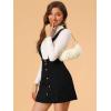 imageAllegra K Womens Corduroy Overall Strap Braces Button Decor Vintage Suspender SkirtBlack