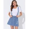 imageAllegra K Womens Denim Skirt Overall Adjustable Strap Braces Mini Suspender Washed Jean SkirtsBlue Frayed