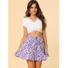 imageAllegra K Womens Floral Pleated Skirt Ruffle High Waist Summer Mini SkirtPurple