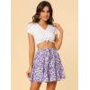 imageAllegra K Womens Floral Pleated Skirt Ruffle High Waist Summer Mini SkirtPurple