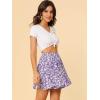 imageAllegra K Womens Floral Pleated Skirt Ruffle High Waist Summer Mini SkirtPurple